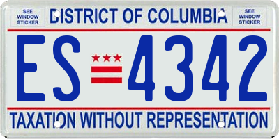 DC license plate ES4342