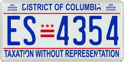 DC license plate ES4354