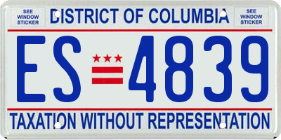DC license plate ES4839