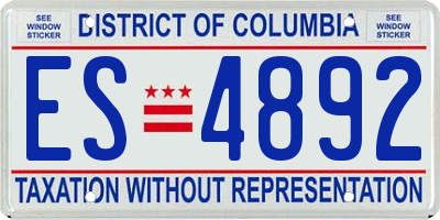 DC license plate ES4892