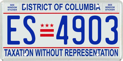 DC license plate ES4903