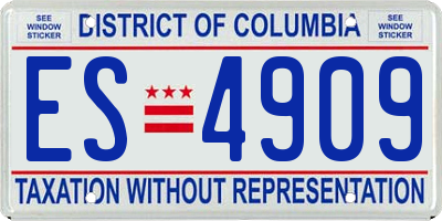 DC license plate ES4909