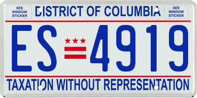 DC license plate ES4919