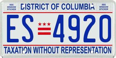 DC license plate ES4920