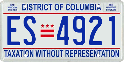 DC license plate ES4921