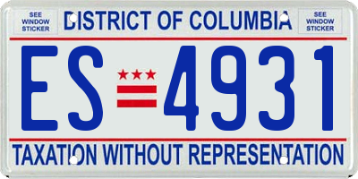 DC license plate ES4931