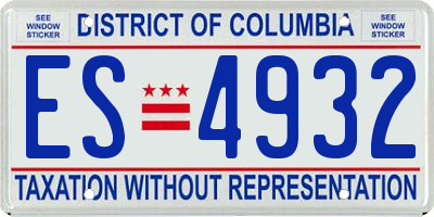 DC license plate ES4932