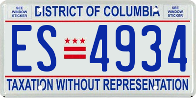 DC license plate ES4934