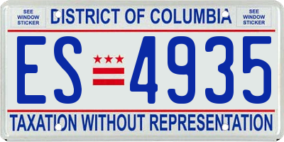 DC license plate ES4935
