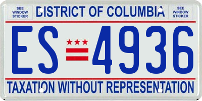 DC license plate ES4936