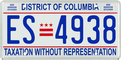 DC license plate ES4938