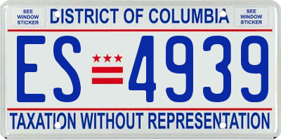 DC license plate ES4939