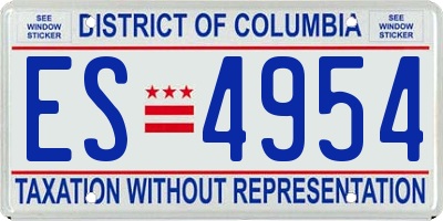DC license plate ES4954