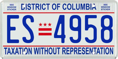 DC license plate ES4958