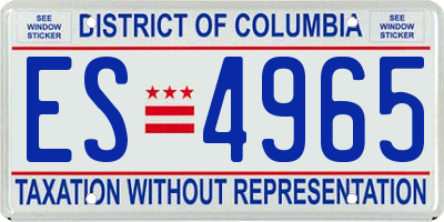 DC license plate ES4965