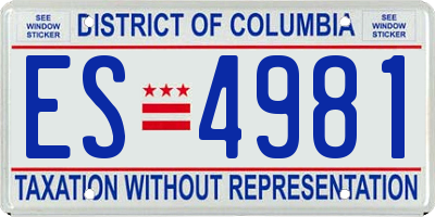 DC license plate ES4981