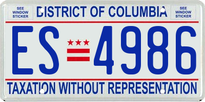 DC license plate ES4986