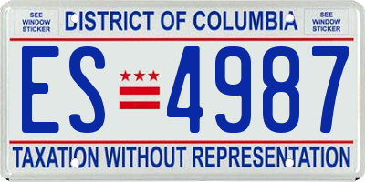 DC license plate ES4987
