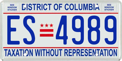 DC license plate ES4989