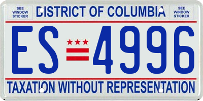 DC license plate ES4996