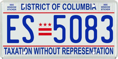 DC license plate ES5083