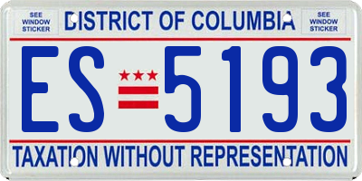 DC license plate ES5193