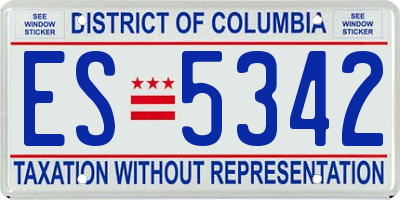 DC license plate ES5342