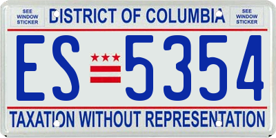 DC license plate ES5354