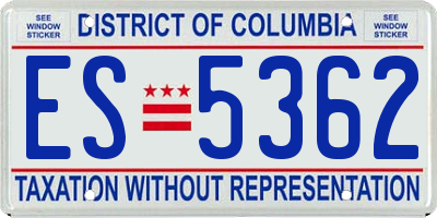 DC license plate ES5362