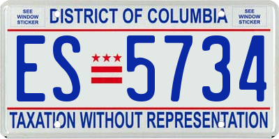 DC license plate ES5734