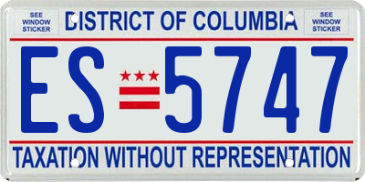 DC license plate ES5747