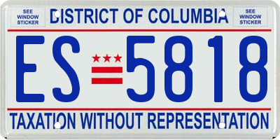 DC license plate ES5818
