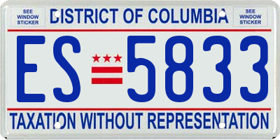 DC license plate ES5833