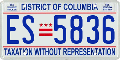 DC license plate ES5836