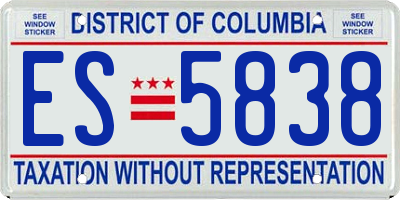 DC license plate ES5838