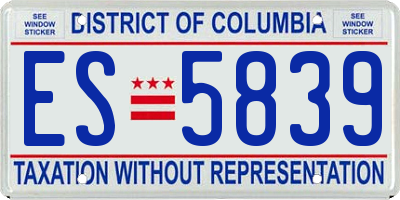 DC license plate ES5839