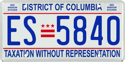DC license plate ES5840