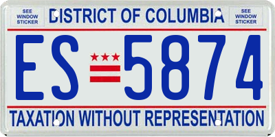 DC license plate ES5874