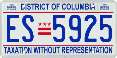 DC license plate ES5925
