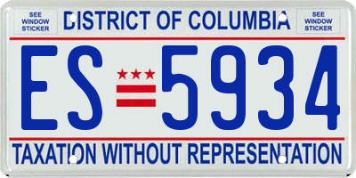 DC license plate ES5934