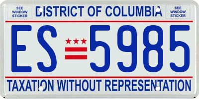 DC license plate ES5985