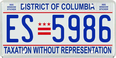 DC license plate ES5986