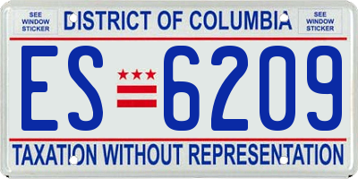 DC license plate ES6209