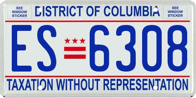 DC license plate ES6308