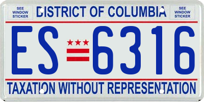 DC license plate ES6316