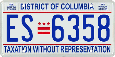 DC license plate ES6358