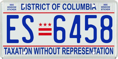 DC license plate ES6458
