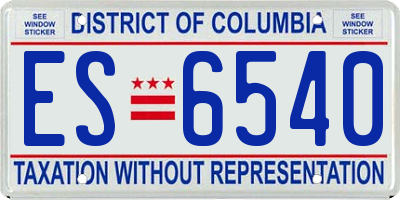 DC license plate ES6540