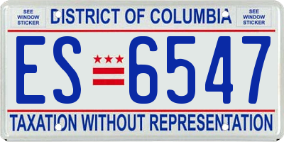 DC license plate ES6547