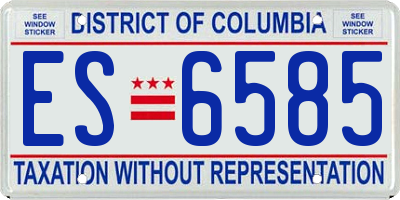 DC license plate ES6585